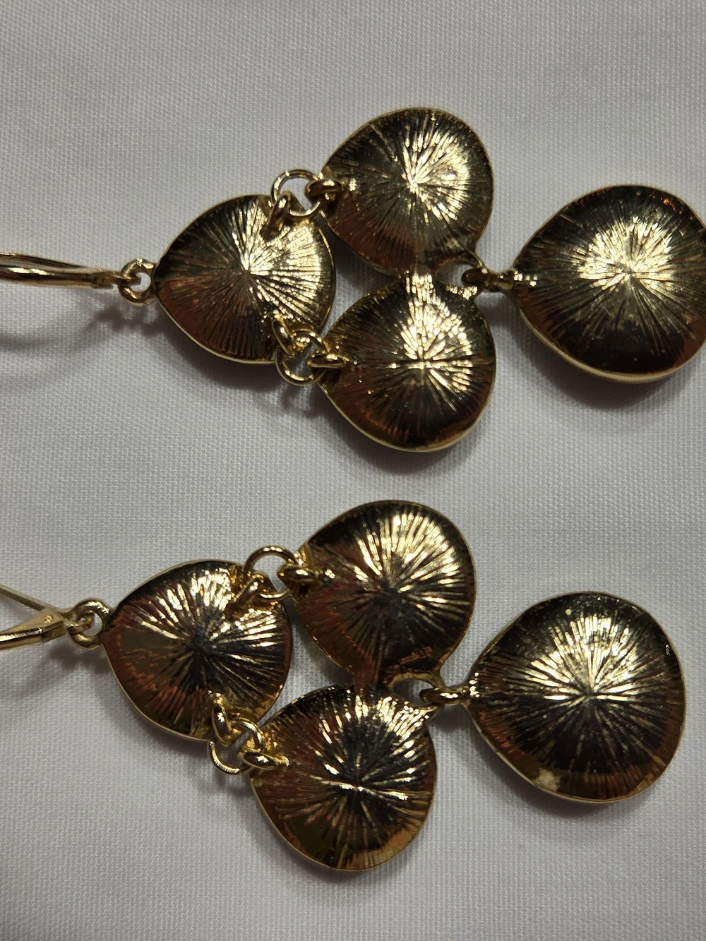 Elegant Black Gem Teardrop Dangle Earrings - Gold Tone